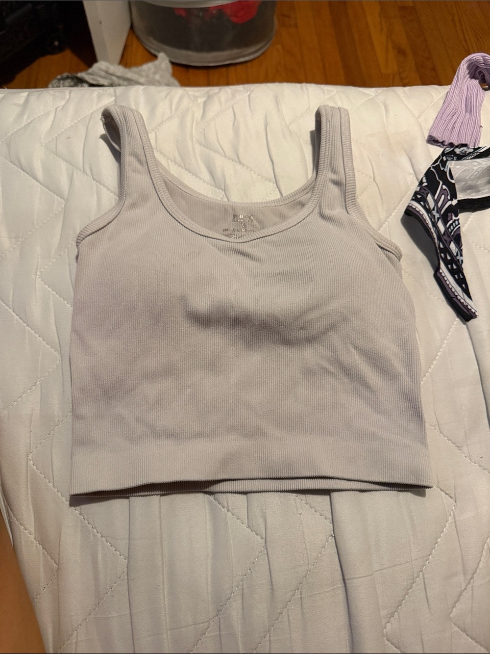Women’s Ribbed Tank Crop Top - Light Gray